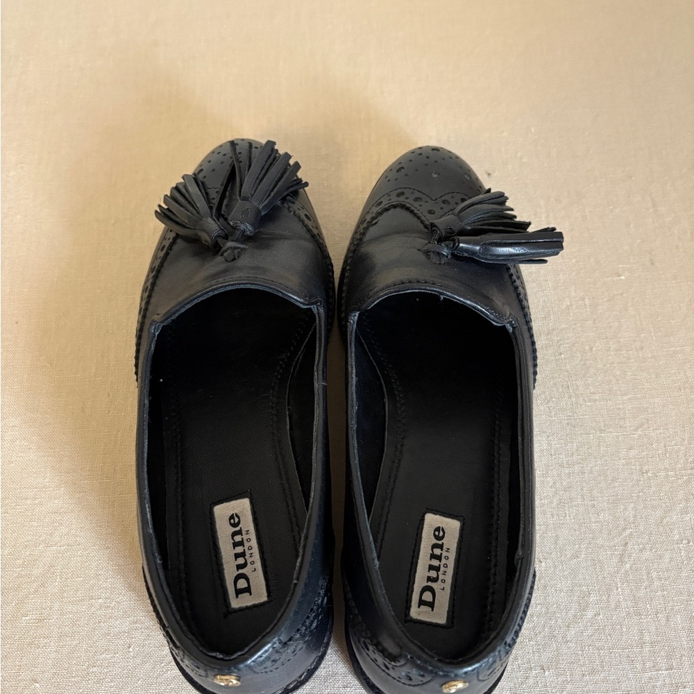 Dune London Black Leather Tassel Loafers 7 - Picture 7 of 8